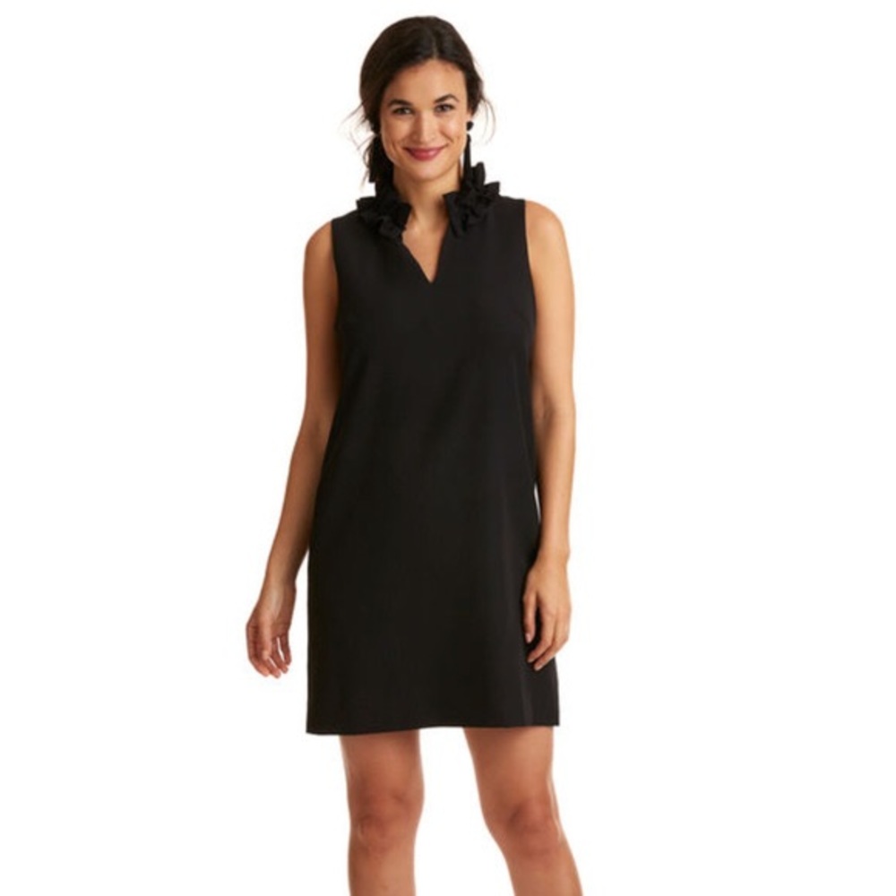 Black Vineyard Vines gathered neck shift dress